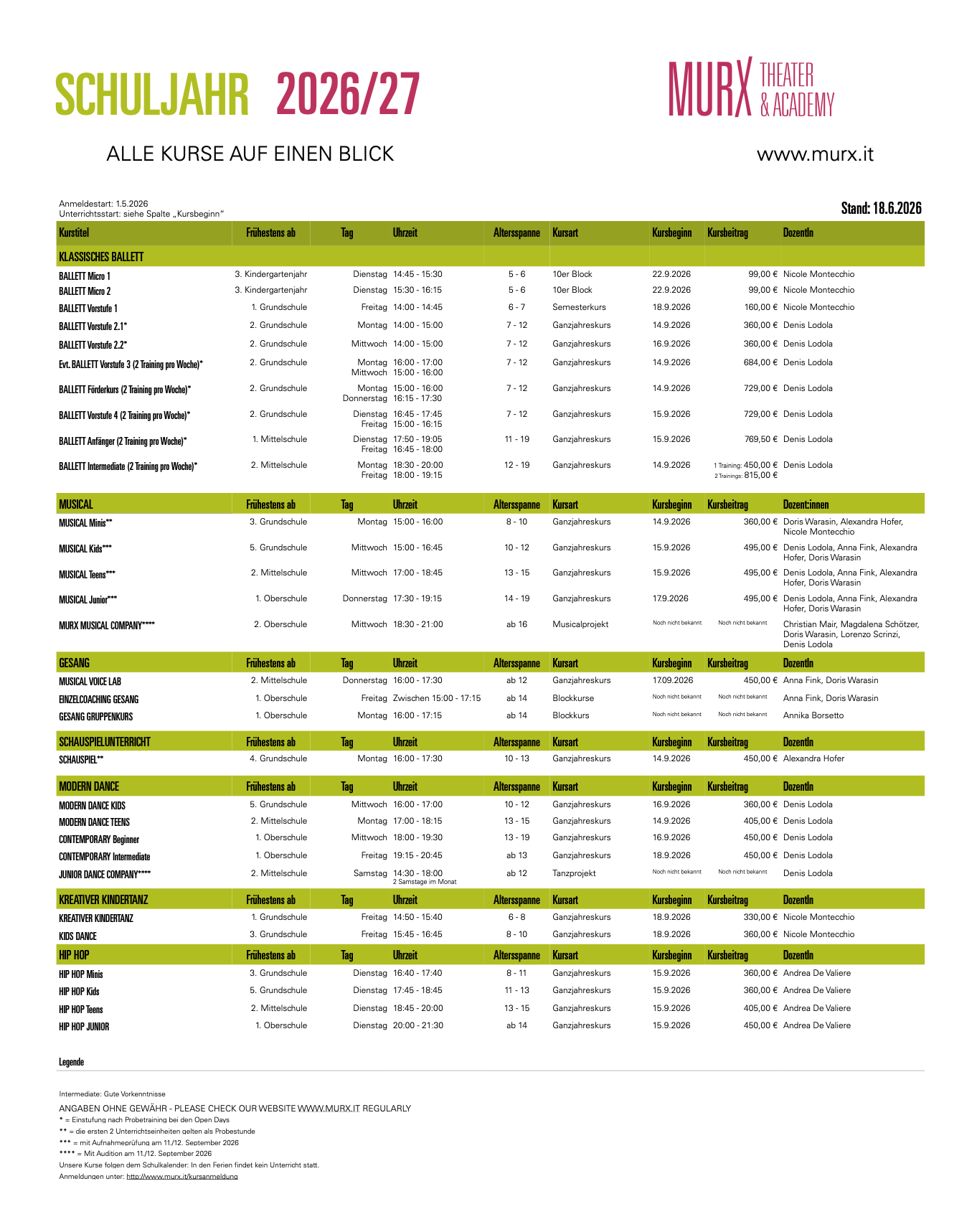 Kursliste 26/27